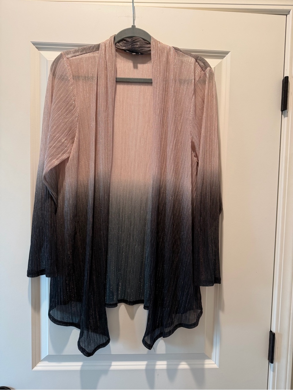 Onyx Nite Pink to Black Ombre Open-Front Cardigan